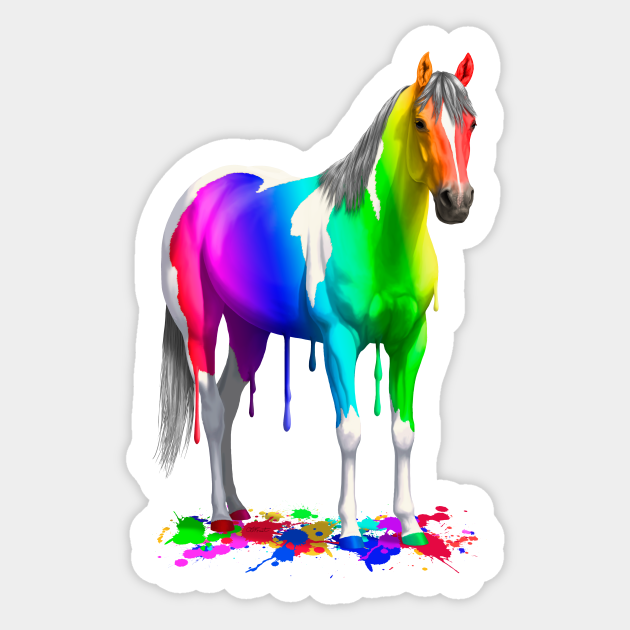 Colorful Rainbow Paint Horse Horses Sticker TeePublic